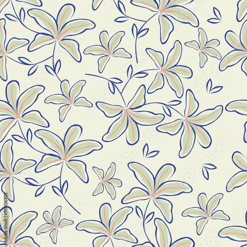 seamless vector flower pattern on background