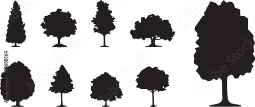 Tree Silhouettes Set - Black - Nature