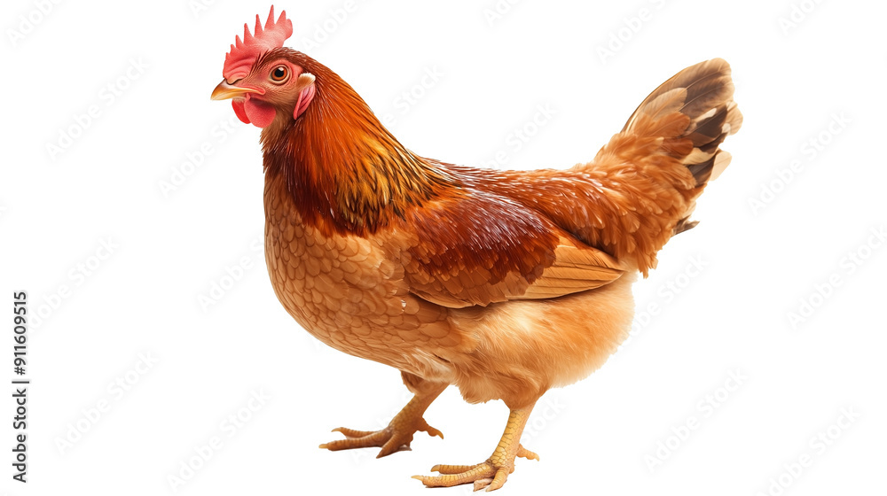 Fototapeta premium Brown Hen on White Background