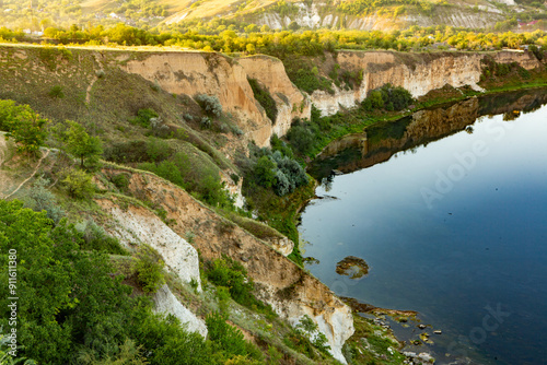 Photo with beautiful landscape and wonderful nature from the north of the Republic of Moldova, Europe. The Dniester River, the most important in Moldova. photo