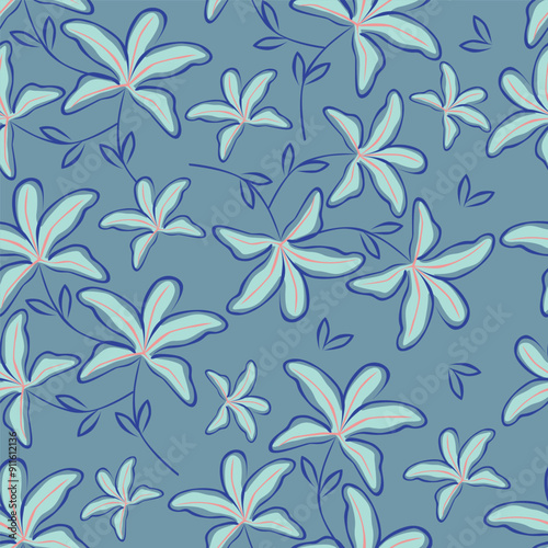 Elegance pink floral stems seamless pattern on a grey background. Vector hand drawn. Artistic, abstract flowers and tiny leaves, buds bells printing. Template for designs, fabric, fashion, textile
