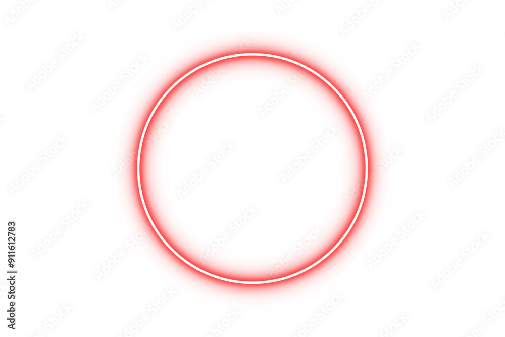 Glow circle neon sign red lights isolated on transparent background Glow circle neon sign red lights isolated on transparent background