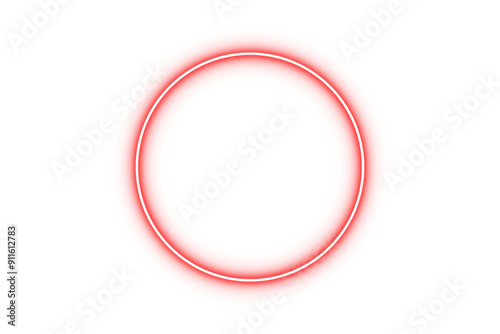 Glow circle neon sign red lights isolated on transparent background
