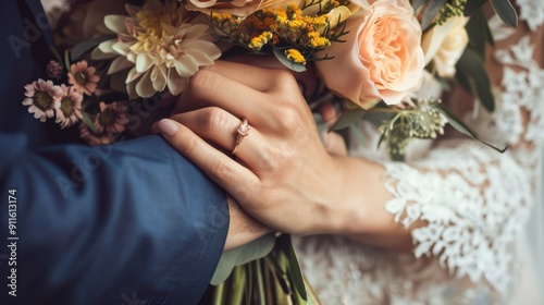 The Wedding Couple’s Hands photo