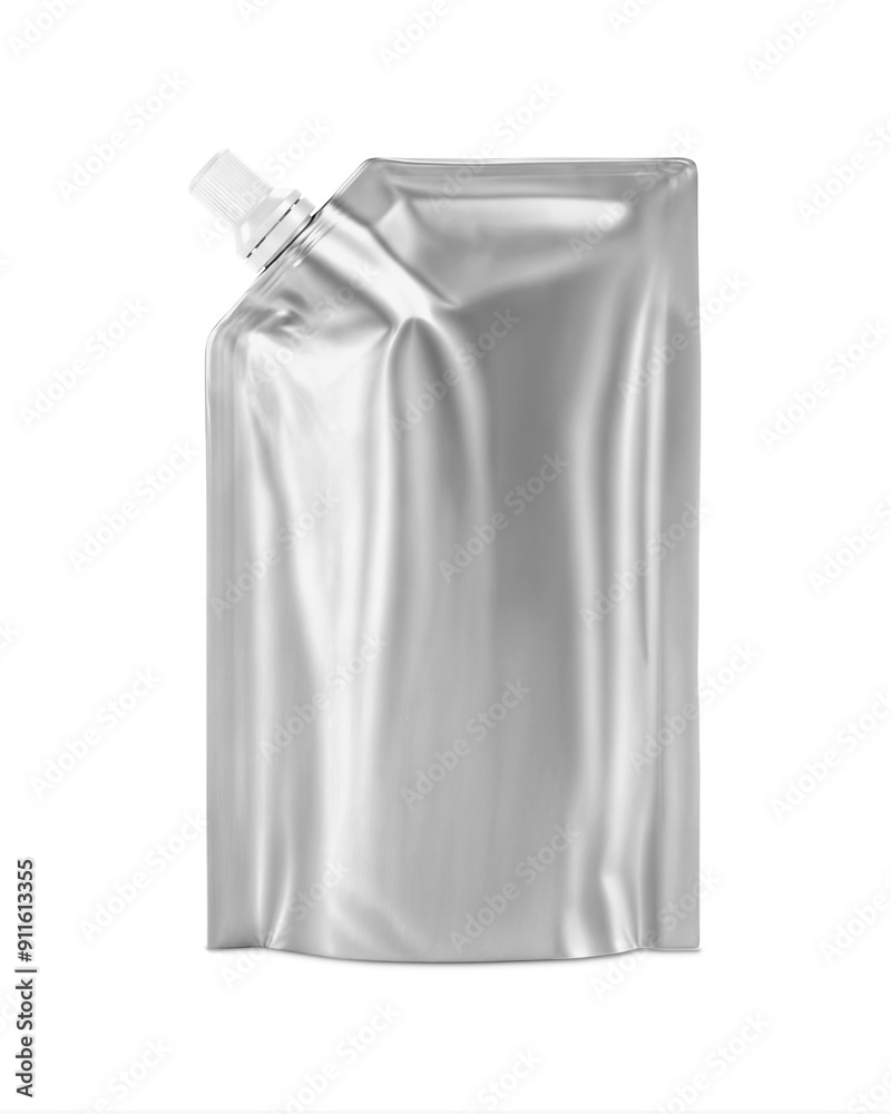 An image of a white Doypack with Side Cap isolated on a white background