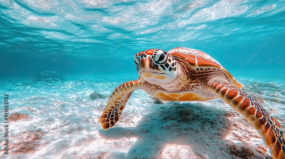 Obraz premium A turtle swimming in the ocean
