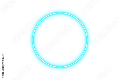 Glow neon circle sign in blue color isolated on transparent background