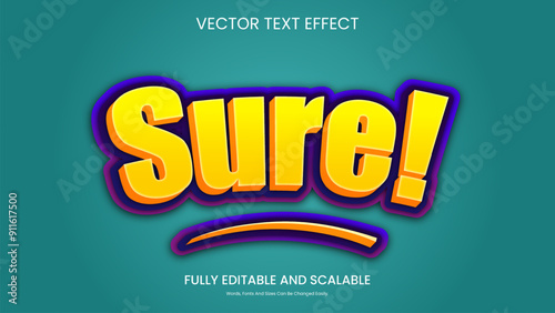 Sure Easy Editable 3d Text Effect Vector.