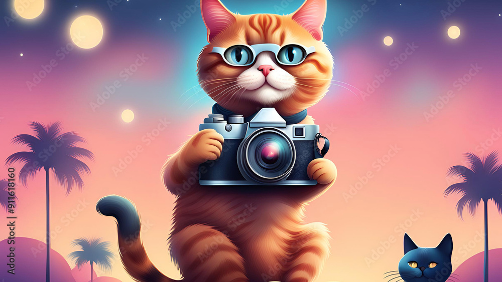 cat on the moon, Funny Photographer Cat