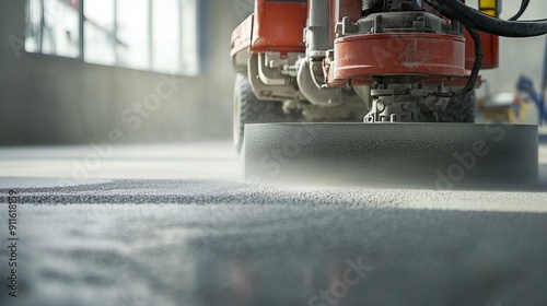 A grinding machine for concrete floors that operates on surfaces reinforced with fibers photo