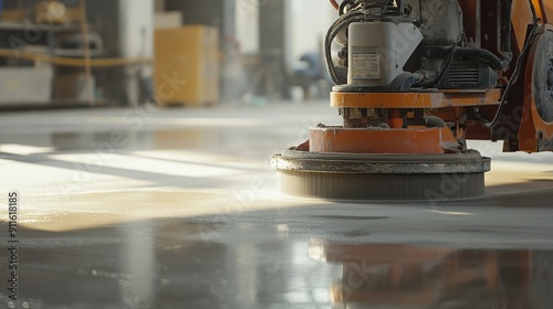 A grinding machine for concrete floors that operates on surfaces reinforced with fibers photo