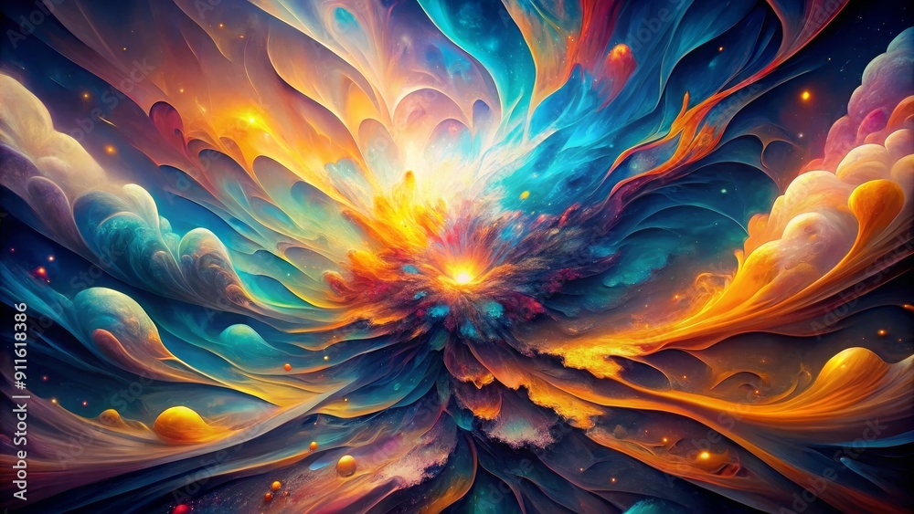 Cosmic Bloom Abstract Swirls of Color and Light, digital art, abstract art, galaxy, nebula