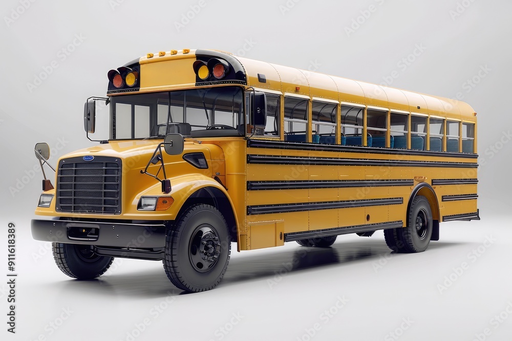 Front view of a classic yellow school bus isolated on white background Front view of a classic yellow school bus isolated on white background