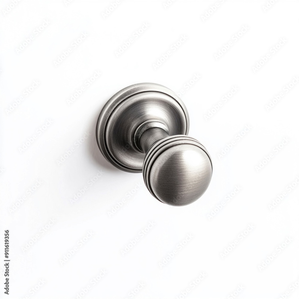 Modern Stainless Steel Door Knob on White Background. Generative ai Modern Stainless Steel Door Knob on White Background. Generative ai