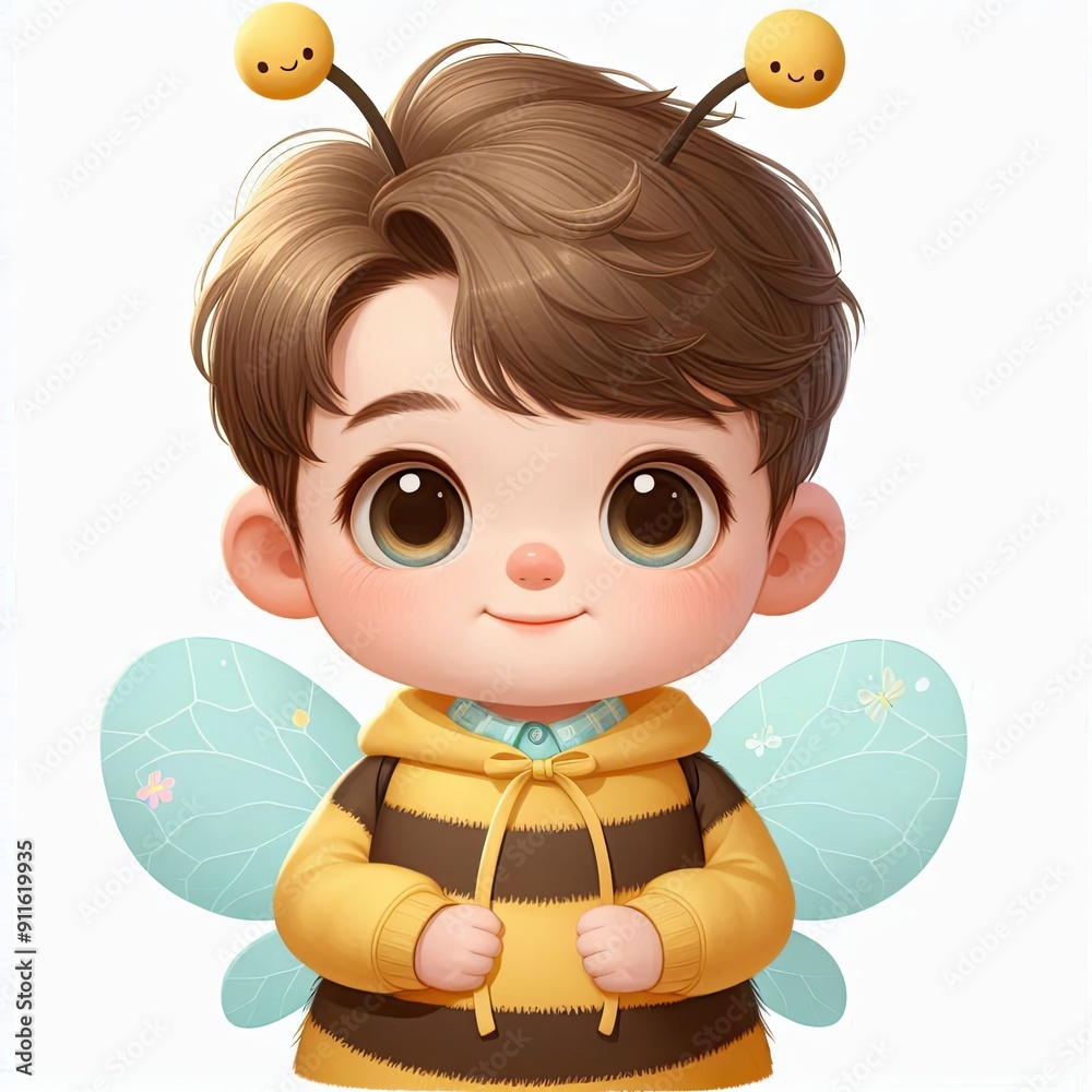 Fototapeta premium chibi illustration cute kid drawing