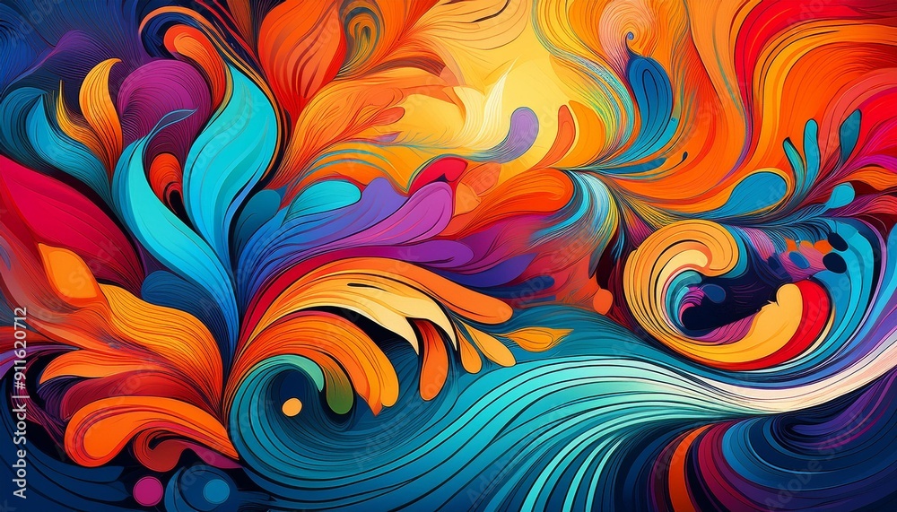 Colorful design of Vibrant, eye-catching illustration with bold color schemes