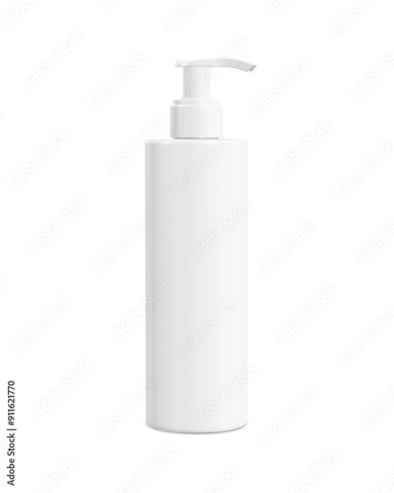 An image of an White Plastic Pump Bottle isolated on a white background An image of an White Plastic Pump Bottle isolated on a white background