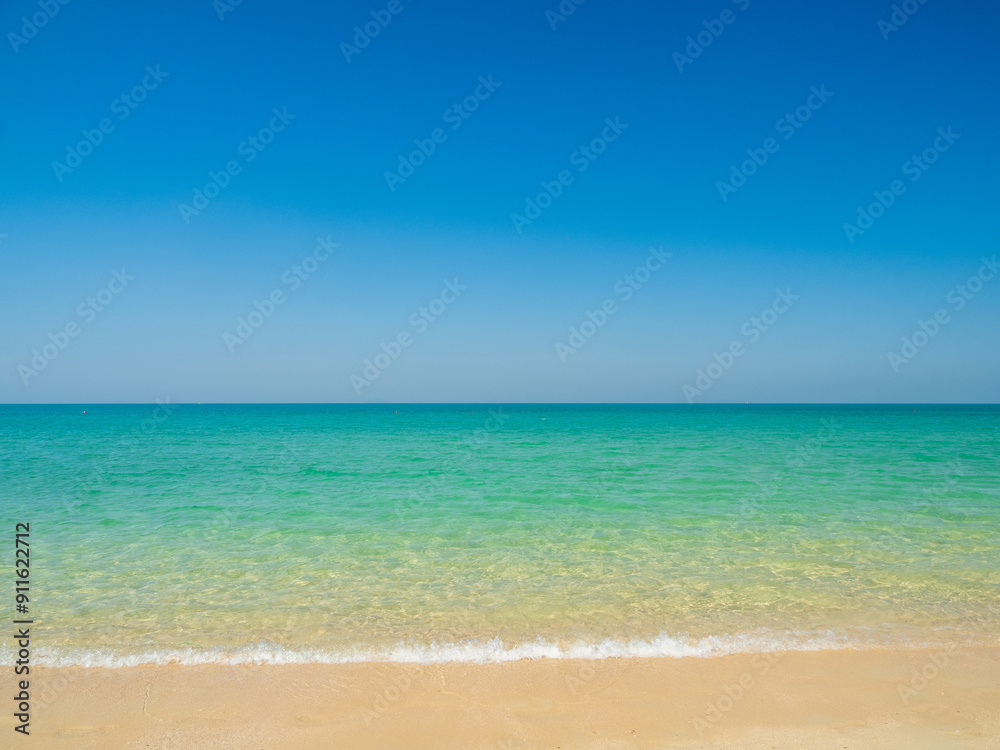 Horizon Landscape summer season panorama front view point tropical sea beach white sand clean and blue sky background calm nature ocean beautiful wave water travel at Sai Kaew Beach thailand holiday Horizon Landscape summer season panorama front view point tropical sea beach white sand clean and blue sky background calm nature ocean beautiful wave water travel at Sai Kaew Beach thailand holiday