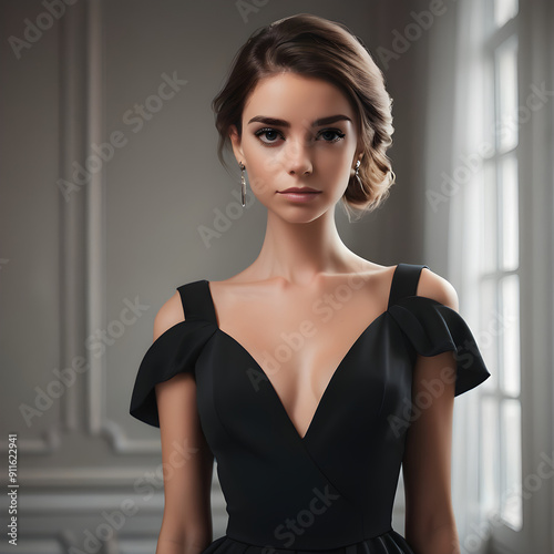 Glamour en Negro: Retrato de Moda Elegante