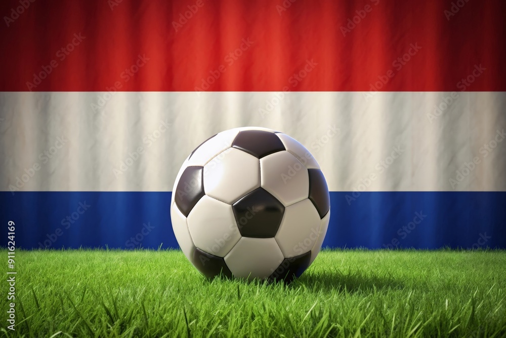 Naklejka premium Netherlands flag with soccer ball. Football