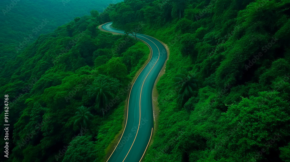road in the forest in the evening road in the forest in the evening