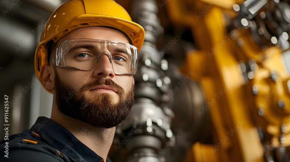 A man in a yellow helmet