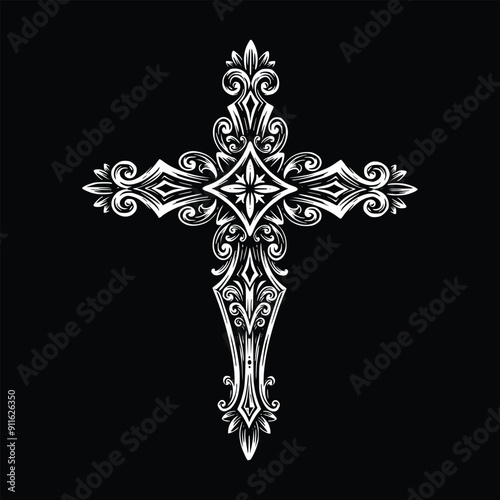 Hand drawn ornamental cross
