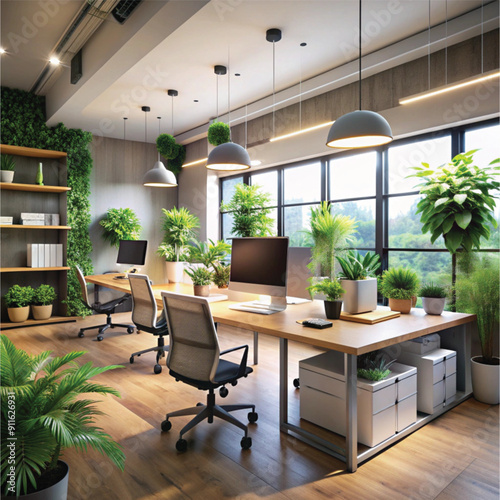 modern office interior with furniture