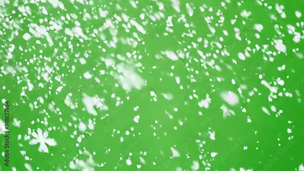 Animation of snow falling on green screen background. Snowfall weather. Winter holidays, Christmas and New Year. Effect ready to chroma key