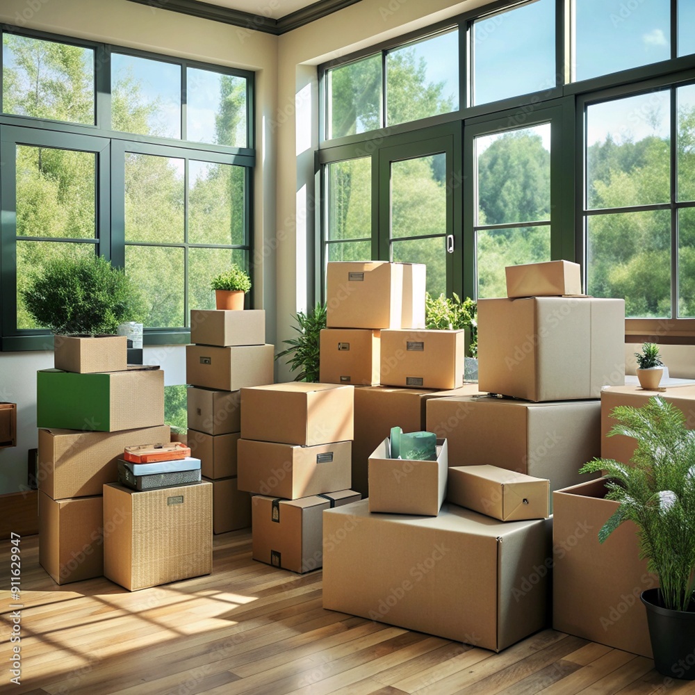 removal. a lot of assembled boxes with packed things, ready to move into a new house removal. a lot of assembled boxes with packed things, ready to move into a new house