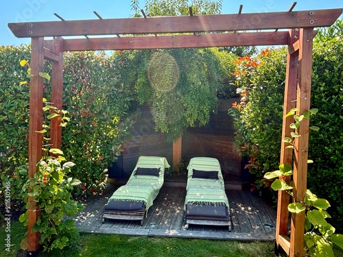Fotografie coin détente au jardin