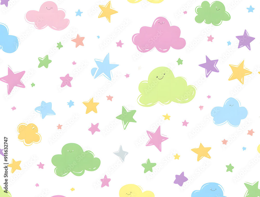 Dream cute stars seamless pattern background design