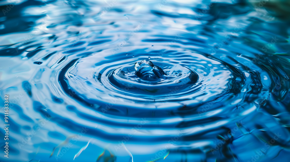 The water surface is clear blue with circular waves. The water surface is clear blue with circular waves.