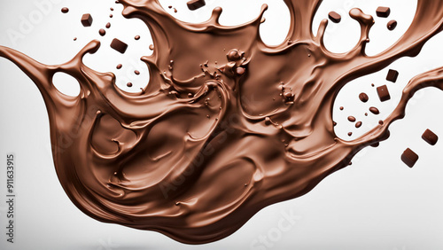 Cinematic image view of wide dark milk chocloate splashing photo