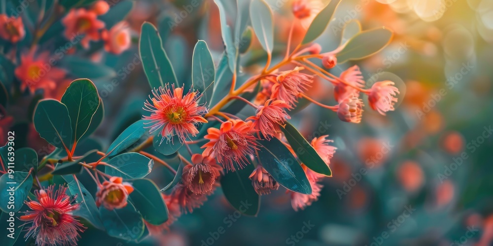 Flowers of Eucalyptus caesia also known as silver princess Flowers of Eucalyptus caesia also known as silver princess