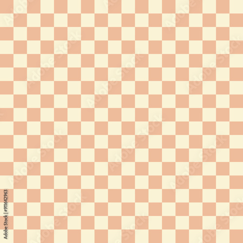 Seamless checkered pattern with alternating light orange and cream squares, perfect for backgrounds, textures, and decorative elements. Keywords: checkered, pattern, seamless, background, texture