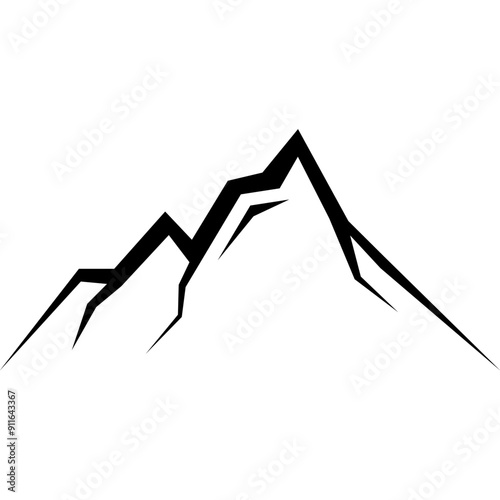 Mountains Silhouette, Rocky Peaks, Mountains Ranges. Vector Icon Stock Illustration