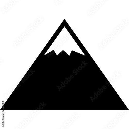 Mountains Silhouette, Rocky Peaks, Mountains Ranges. Vector Icon Stock Illustration