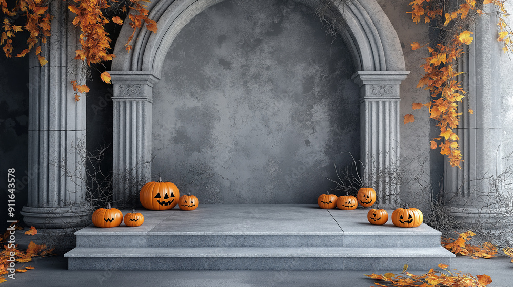 Obraz premium Dramatic Halloween Archway with Stone Steps