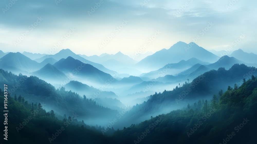 Misty Mountain Range at Dawn Misty Mountain Range at Dawn