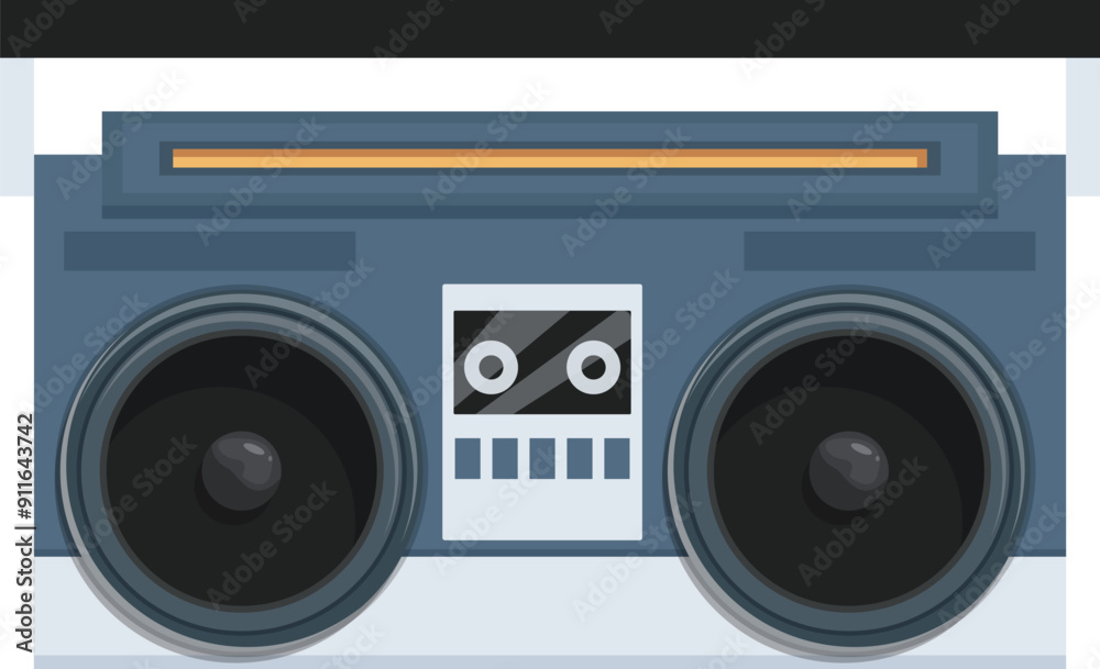 Fototapeta premium Vintage boombox playing music with the antenna up, evoking feelings of nostalgia for the days of cassette tapes and breakdancing