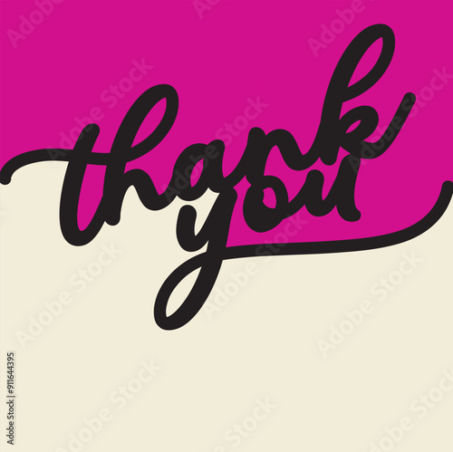 Modern thank you card design – bold black script on pink and cream background for customer appreciation