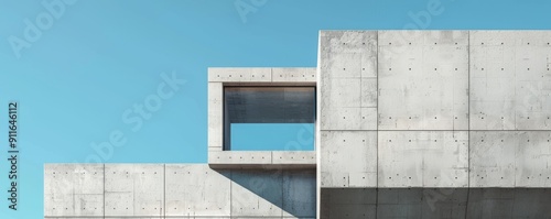 Concrete building with minimalist design, 4K hyperrealistic photo