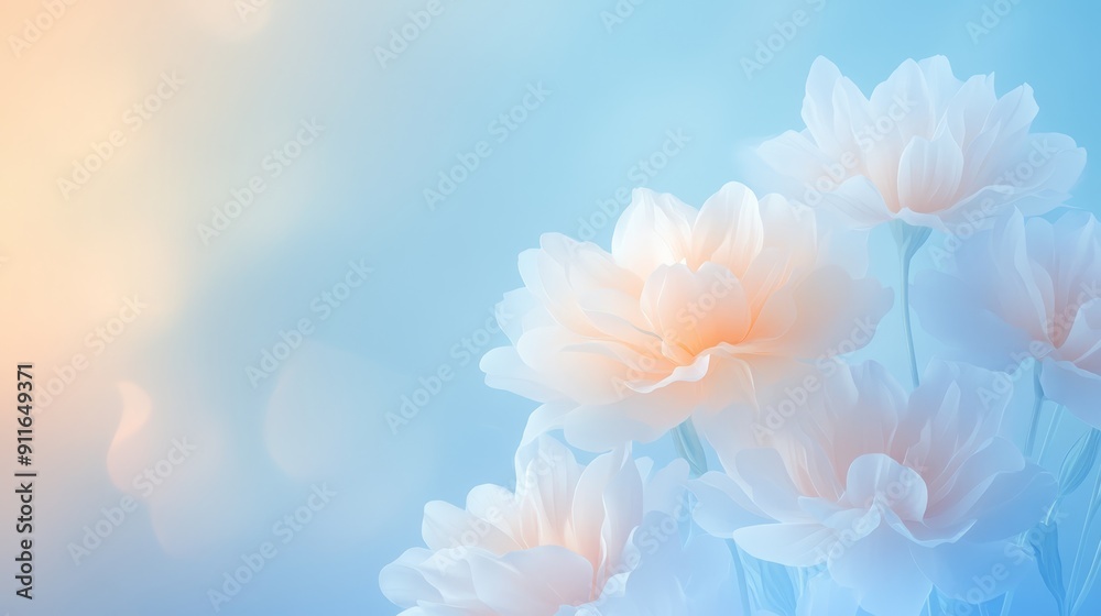 Soft Pastel Flowers on Gradient Background Soft Pastel Flowers on Gradient Background