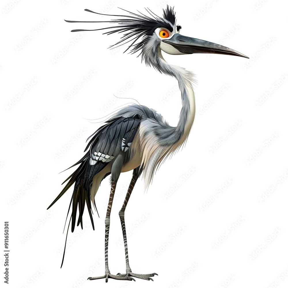 Fototapeta premium Heron Cosplay animal fashion cartoon isolated whitebackground 16:9