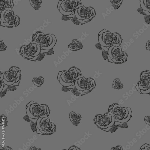 Seamless pattern with black roses