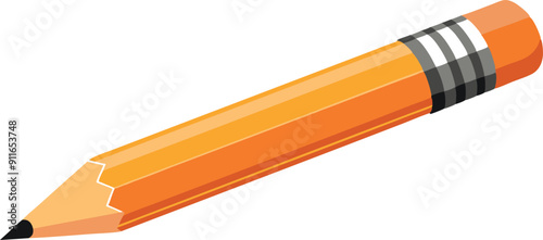 Vector Illustration of A Yellow Pencil On White Background