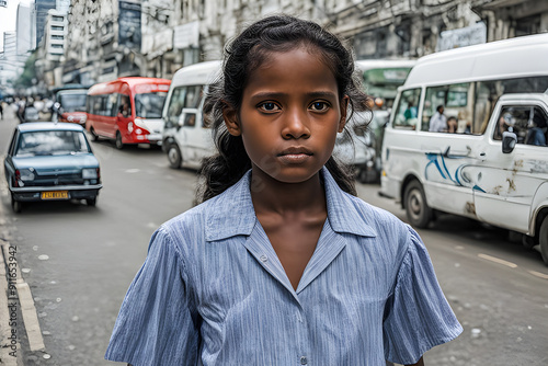sri lankan poor girl in the street