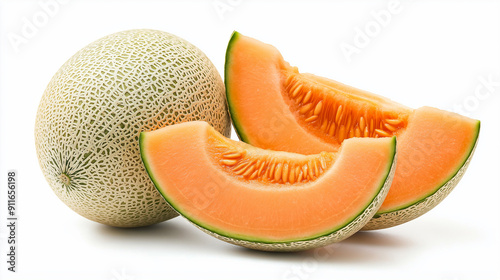 cantaloupe melon isolated on white background photo