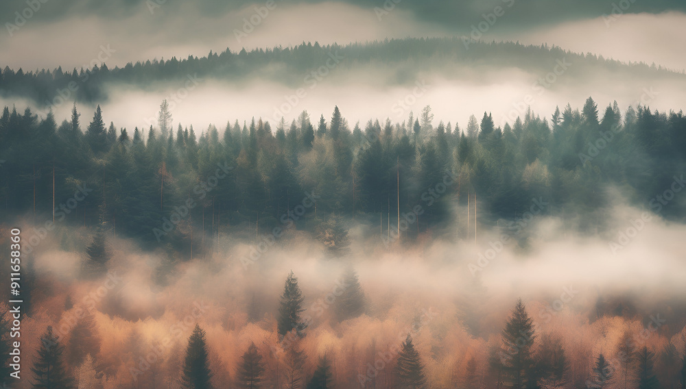 White fog on the mountain peak in sun rise time, Generative AI
White fog on the mountain peak in sun rise time, Generative AI